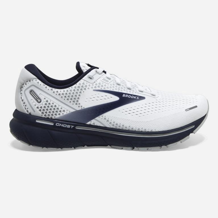 Ténis Brooks Ghost 14 Cushioned Sapatilhas De Corrida Para Estrada Homem Branco/Cinzentas/Azul Marin